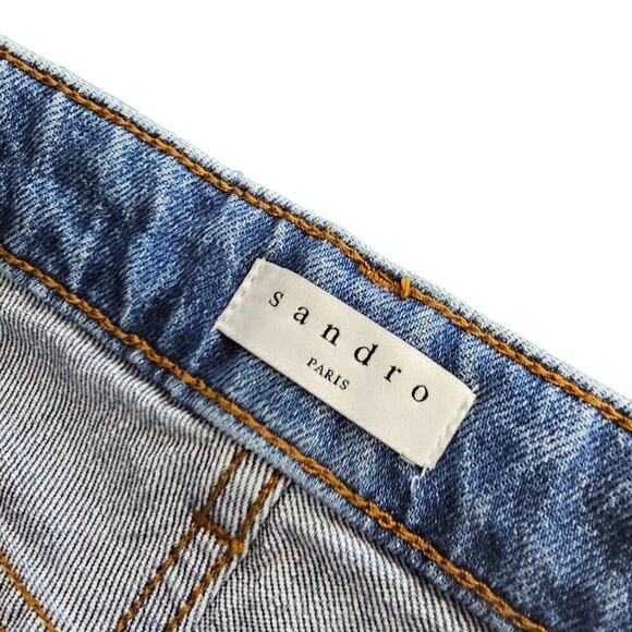 Sandro Paris Womens 5 Pocket Stretch Jeans, Blue, Denim, Mid Rise, Size 36/ US 4 - Picture 9 of 11